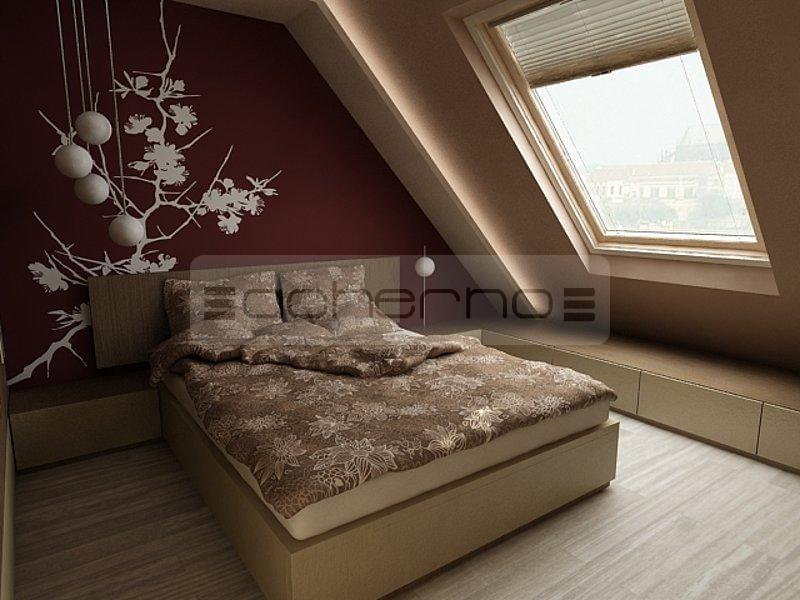 Интериор на спалня със скосен таван